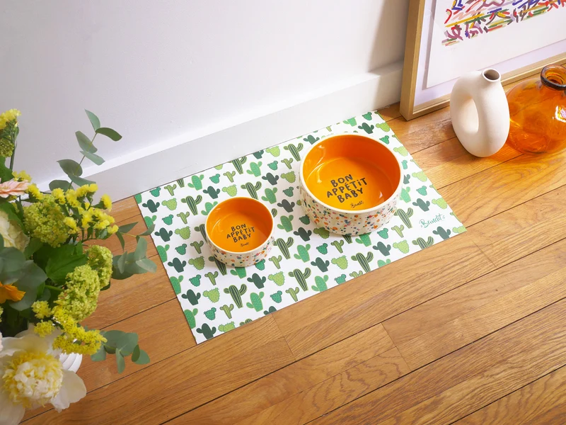 Tapis de gamelle cactus chien et chat