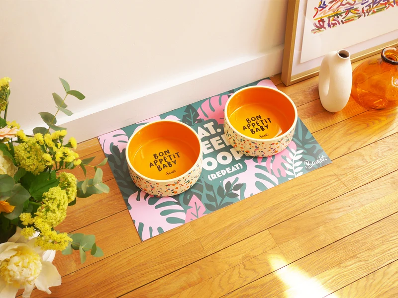 Tapis de gamelle eat, sleep, poop