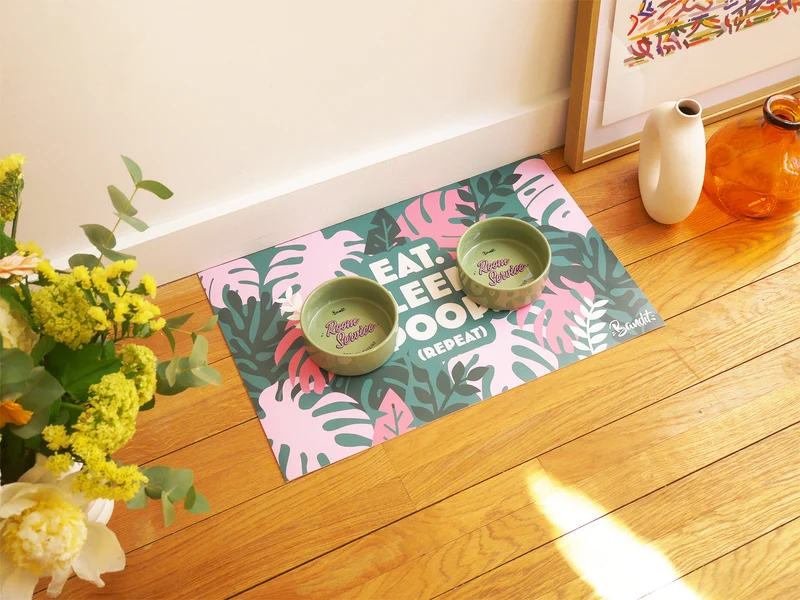 Tapis de gamelle eat, sleep, poop