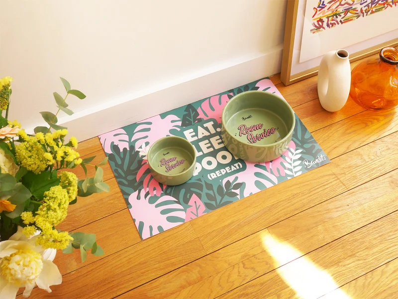 Tapis de gamelle eat, sleep, poop
