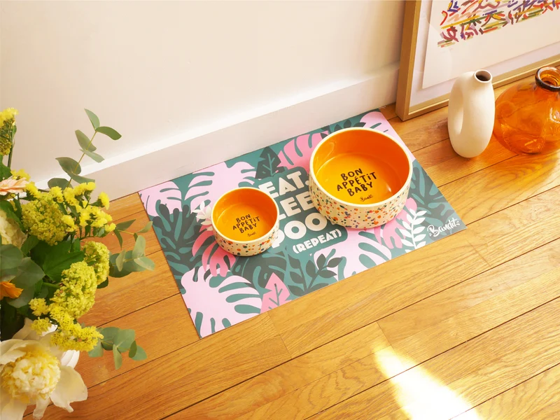 Tapis de gamelle eat, sleep, poop