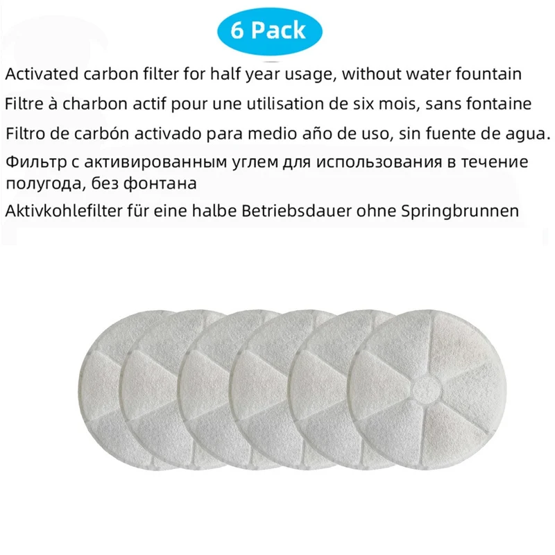 6 filtres Fontaine à eau 3 litres pour chats