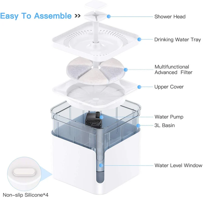 6 filtres Fontaine à eau 3 litres pour chats