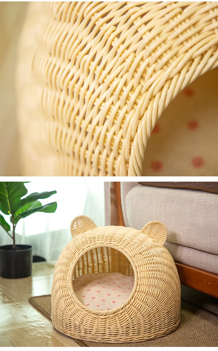Panier en osier avec oreilles de chats