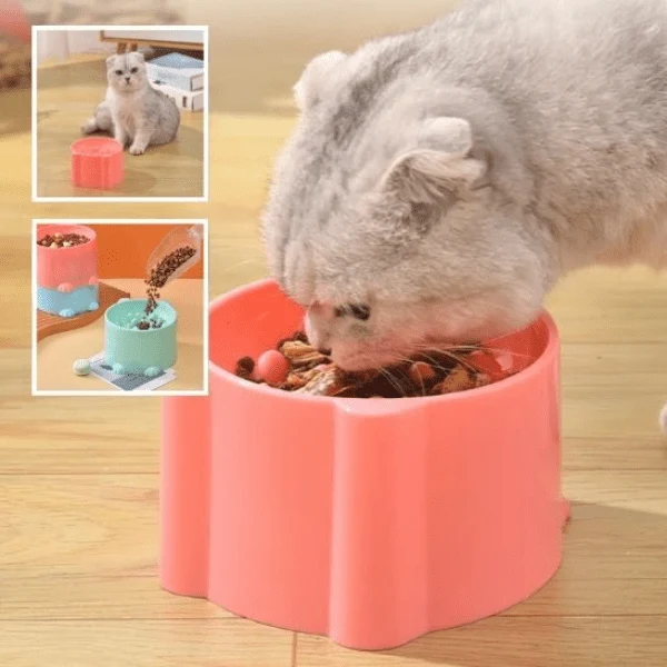Gamelle anti glouton chat - Surélevée reliefs poisson - Croc NoSpeed™