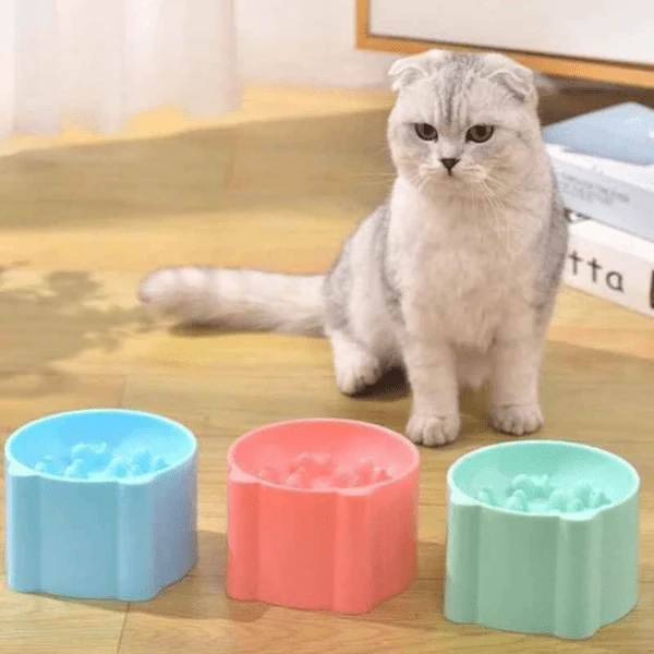 Gamelle anti glouton chat - Surélevée reliefs poisson - Croc NoSpeed™