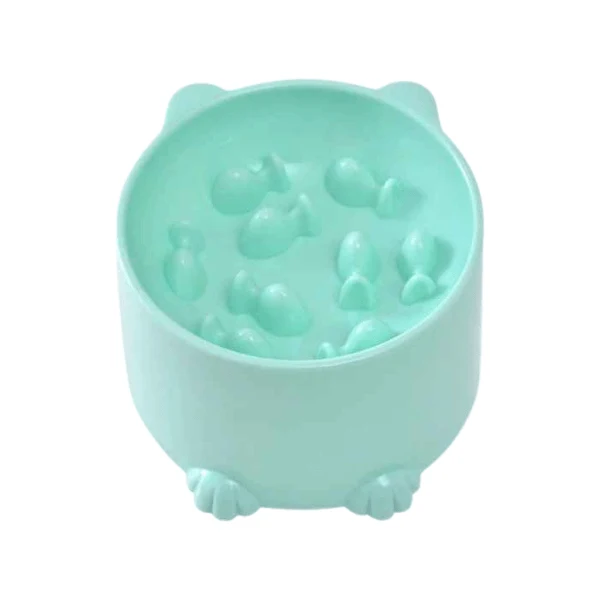 Gamelle anti glouton chat - Surélevée reliefs poisson - Croc NoSpeed™