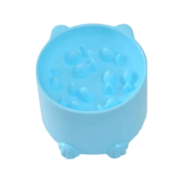 Gamelle anti glouton chat - Surélevée reliefs poisson - Croc NoSpeed™