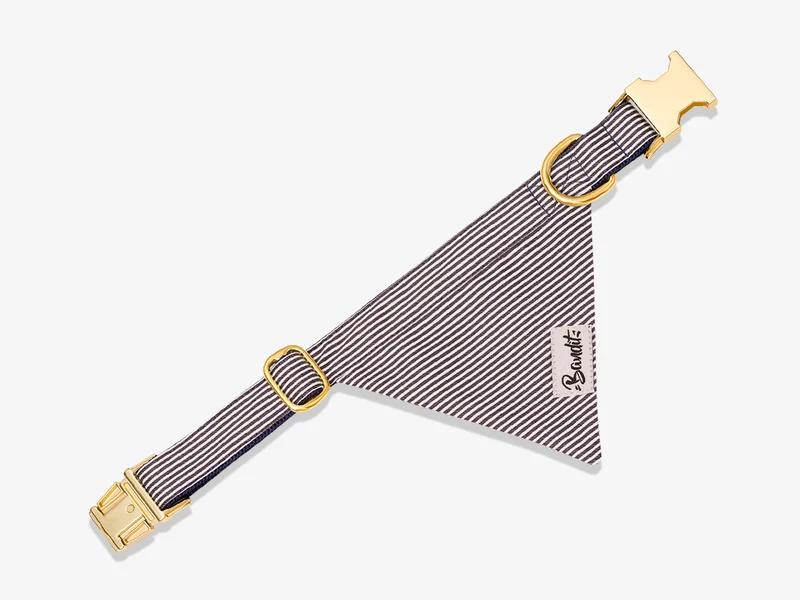 Bandana pour chien rayé bleu et blanc