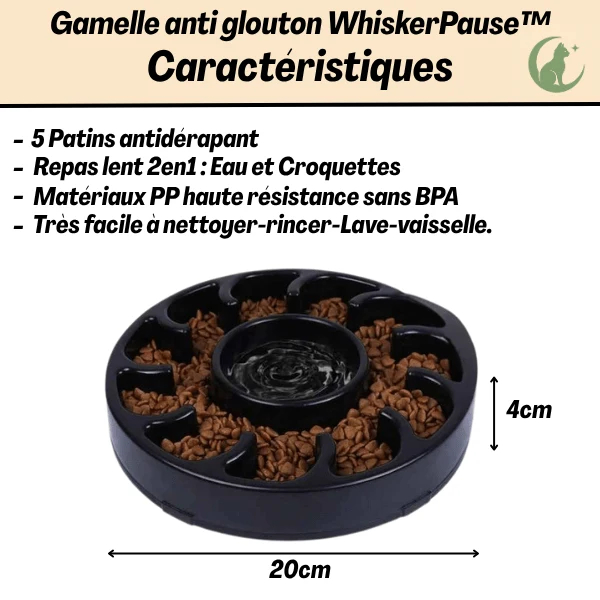 Gamelle anti glouton - Repas lent avec eau - WhiskerPause™