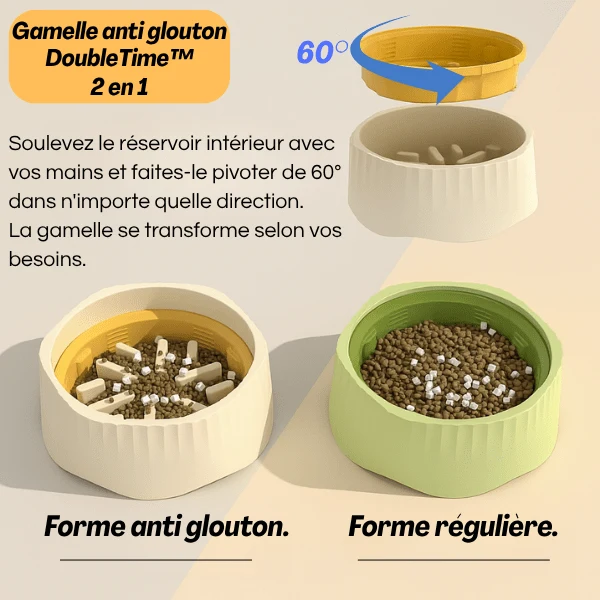 Gamelle anti glouton - Modulable rotative et labyrinthe - DoubleTime™