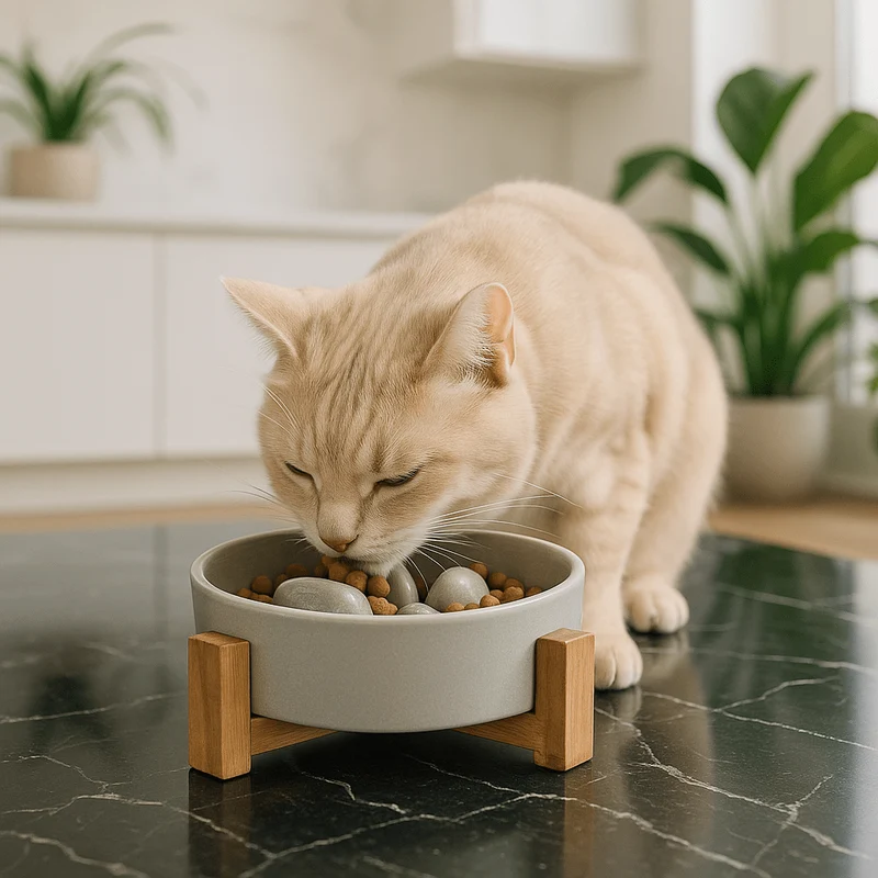 Gamelle anti glouton - Céramique patte de chat - ZenCroquette™