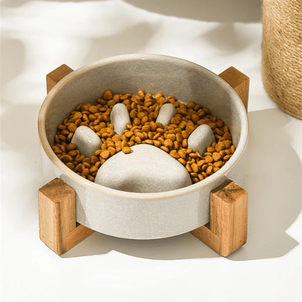 Gamelle anti glouton - Céramique patte de chat - ZenCroquette™
