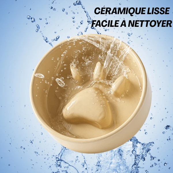 Gamelle anti glouton - Céramique patte de chat - ZenCroquette™