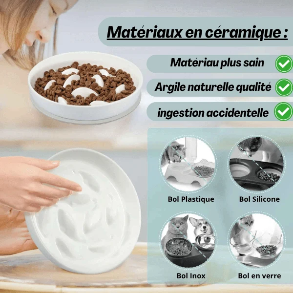 Gamelle anti glouton - Surélevée bois céramique - Croc Control™