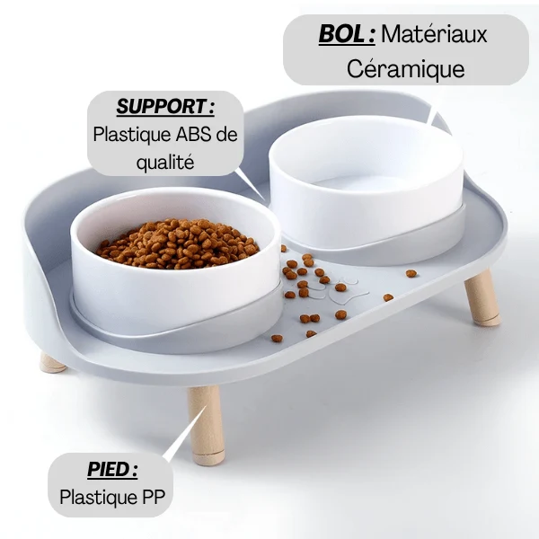 Gamelles chat - Duo Station™ : bol céramique double surélevé