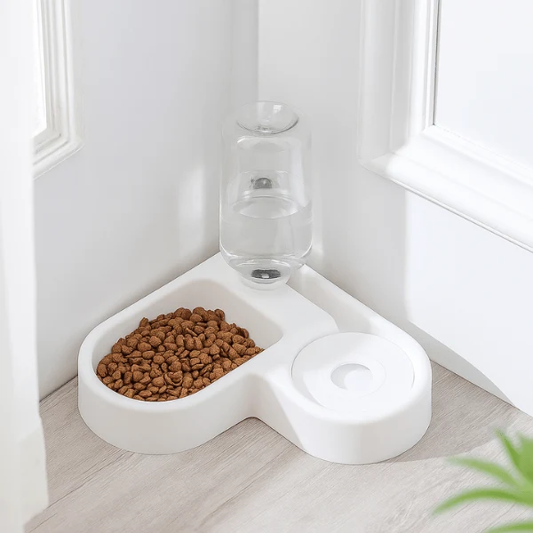 Gamelles chat d'angle - Poly Station™ : eau et croquettes