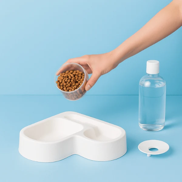 Gamelles chat d'angle - Poly Station™ : eau et croquettes