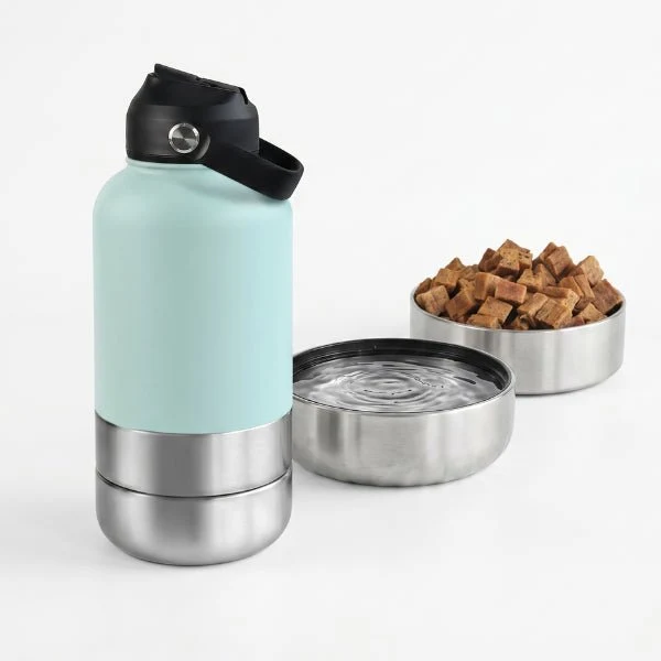 Gamelles chat portables - FéliPack™ : gourde 2 bols