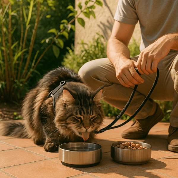 Gamelles chat portables - FéliPack™ : gourde 2 bols