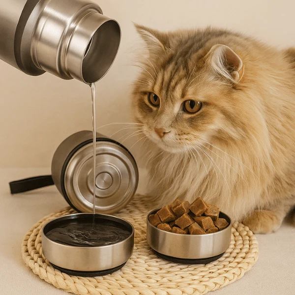 Gamelles chat portables - FéliPack™ : gourde 2 bols