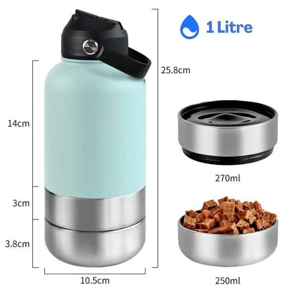 Gamelles chat portables - FéliPack™ : gourde 2 bols