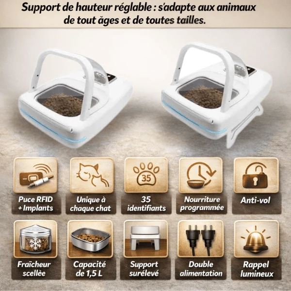 Gamelle chat automatique puce toutes options - Puce Motion+™