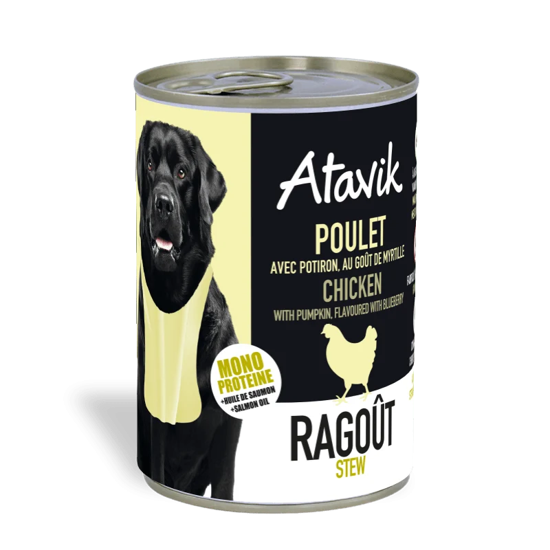 Pâtée pour chien au poulet Ragoût naturel Atavik 🍖