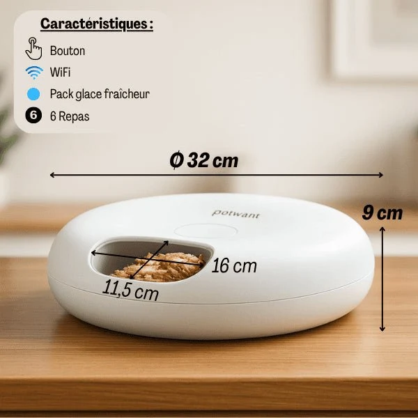 Gamelle chat automatique connectée - BowlPro 600™ : wifi 6 repas