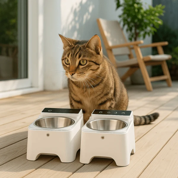 Gamelle chat automatique surélevée - Smart Feeder™ : couvercle capteur