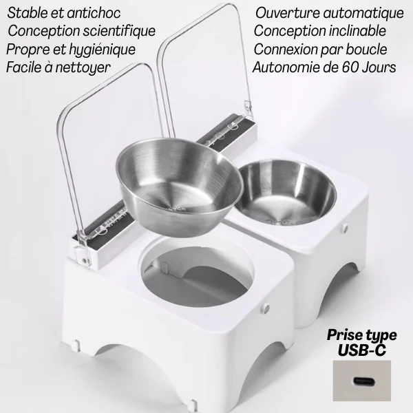 Gamelle chat automatique surélevée - Smart Feeder™ : couvercle capteur