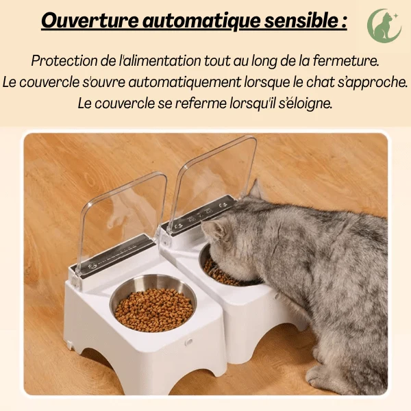 Gamelle chat automatique surélevée - Smart Feeder™ : couvercle capteur