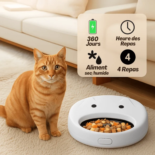 Gamelle automatique chat – sans fil programmable – FéliFeeder™