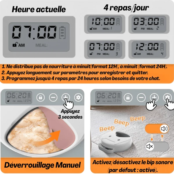 Gamelle automatique chat – sans fil programmable – FéliFeeder™
