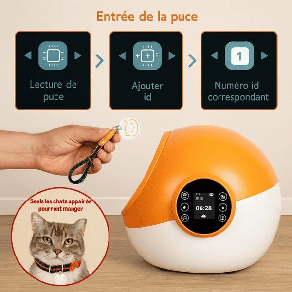 Gamelle automatique chat puce - CrocTech Edition™ : multifonction