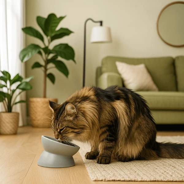 Gamelle chat surélevée inclinée - BowlMagic™ : céramique et digestion