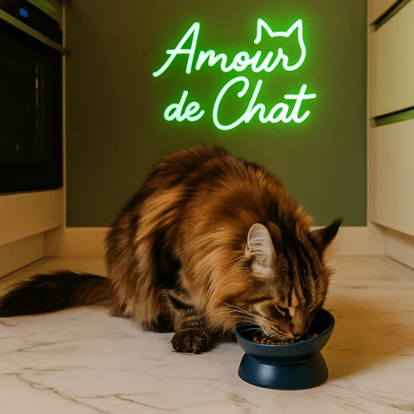 Gamelle chat surélevée inclinée - BowlMagic™ : céramique et digestion
