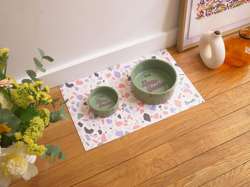 Tapis de gamelle motif terrazzo