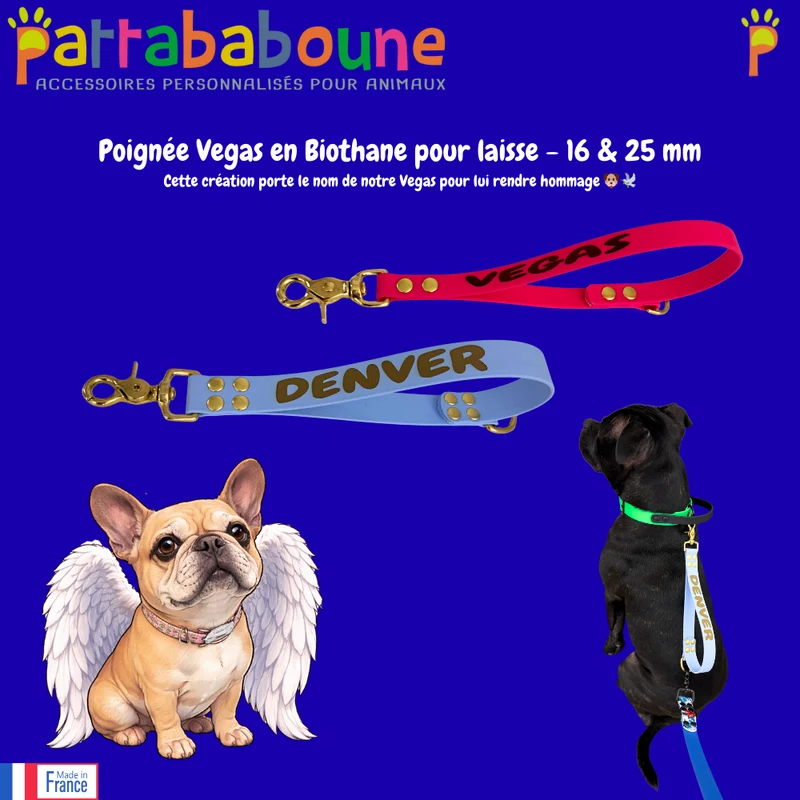 Poignée Vegas amovible pour chien - Biothane 16 & 25 mm