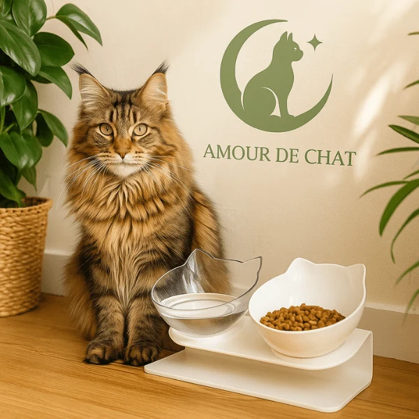 Gamelle chat surélevée - Snack Fantôme™ : posture optimale