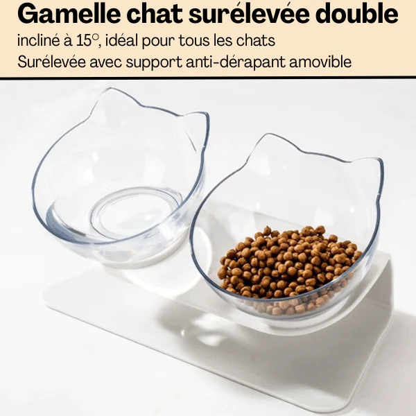 Gamelle chat surélevée - Snack Fantôme™ : posture optimale
