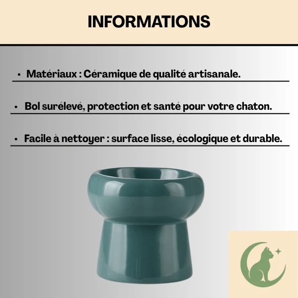 Gamelles chaton céramique - Mini DéliCat™ : bol surélevé