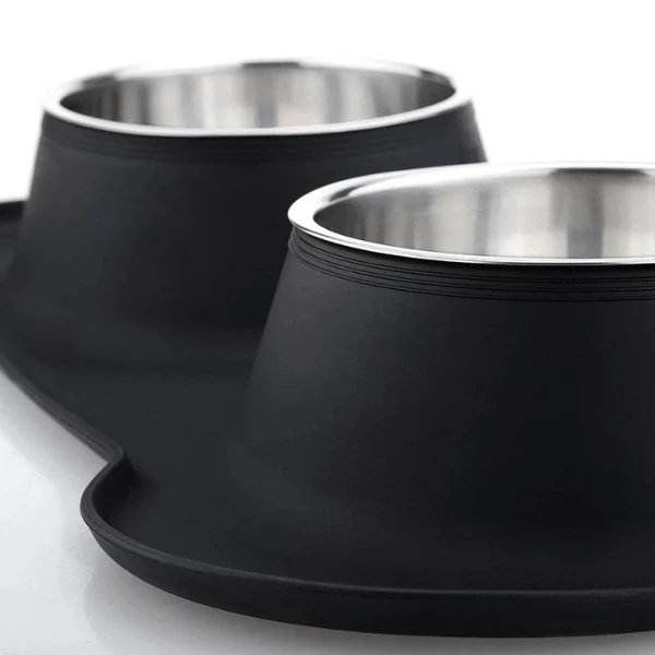 Gamelles chaton double - Doudouble Bowl™ : inox et tapis intégré