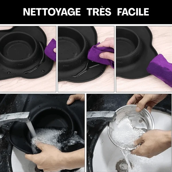 Gamelles chaton double - Doudouble Bowl™ : inox et tapis intégré