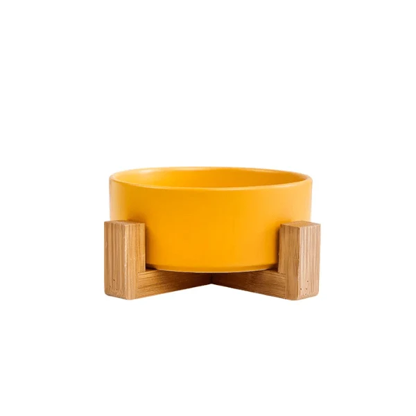 Gamelle chat - céramique coloré support en bois - CrocCat™