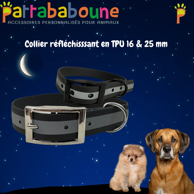 Collier réfléchissant personnalisé - TPU 16 & 25 mm