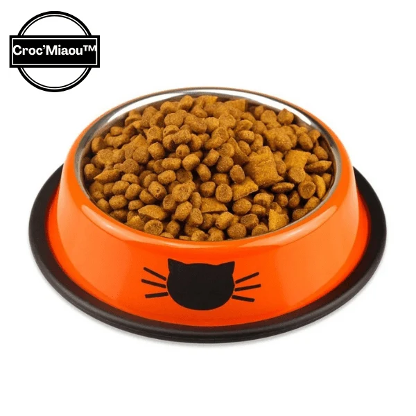 Gamelle chat inox - Croc'Miaou™ : colorée et antidérapante