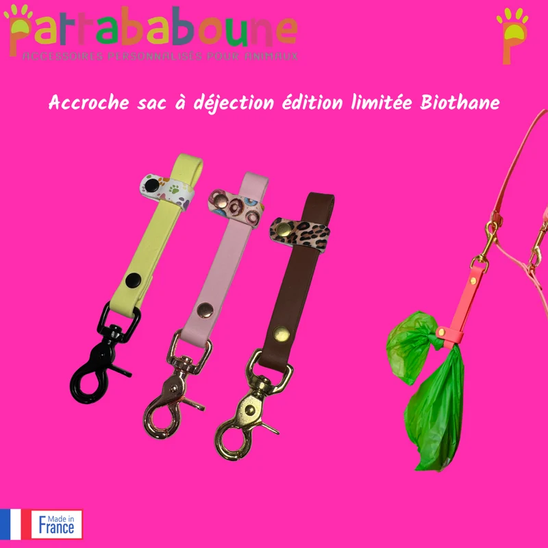 Accroche sac à déjection pour chien en biothane édition limitée 16 & 25 mm