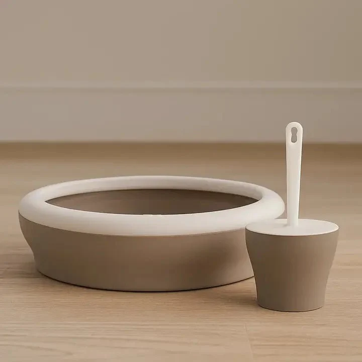 Bac à litière design pour chat avec pelle – Taupe | United Pets