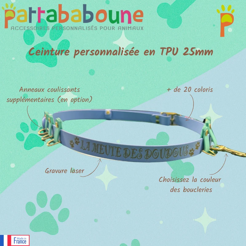Ceinture personnalisée TPU 25 mm - Fabrication française